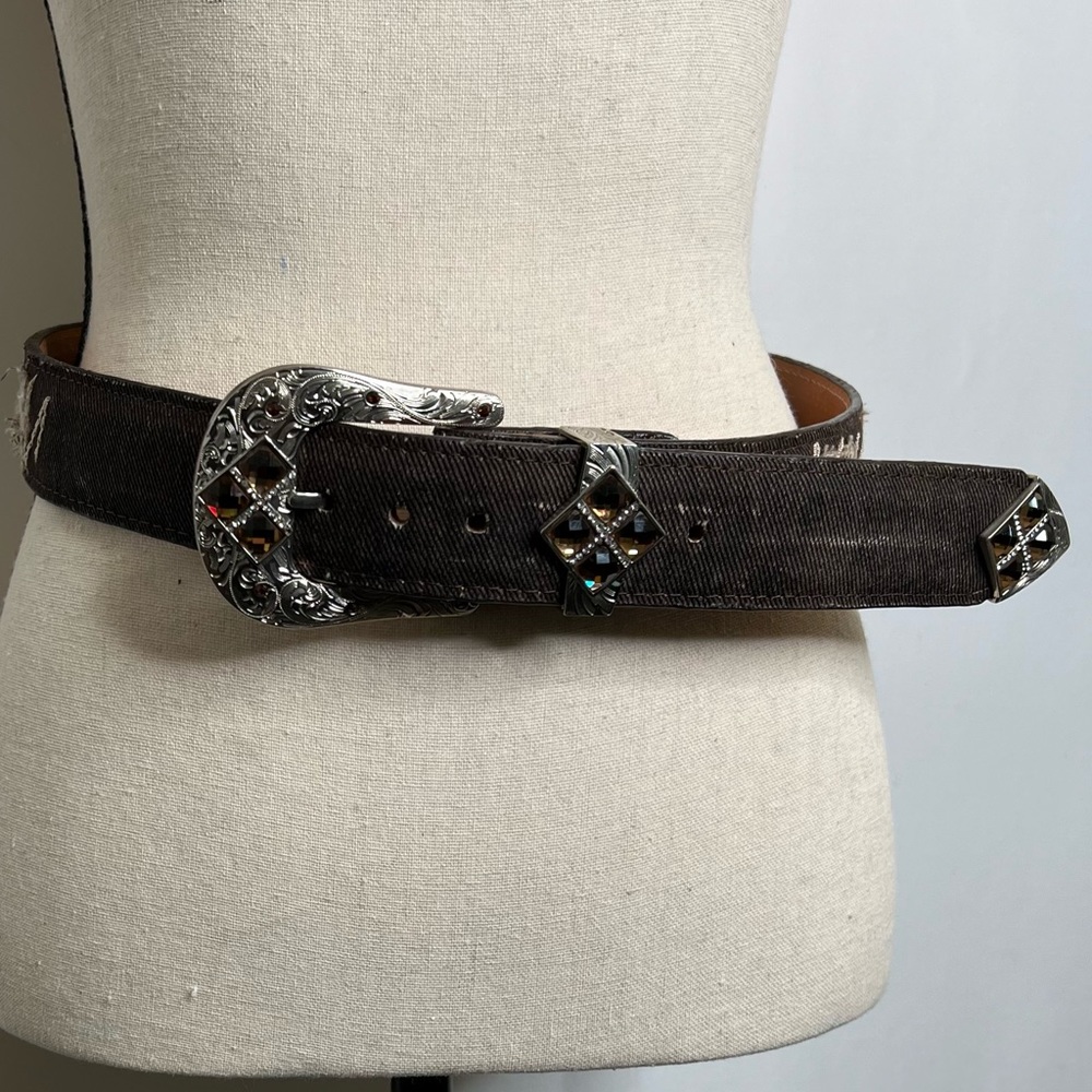 Wild West Boot Western Style Ladies Sequined Leather Belt Size 30